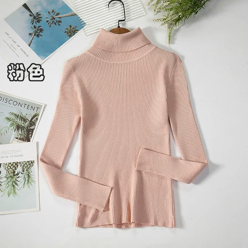 Simple Women Turtleneck Sweater Winter Fashion Pullover Elastic