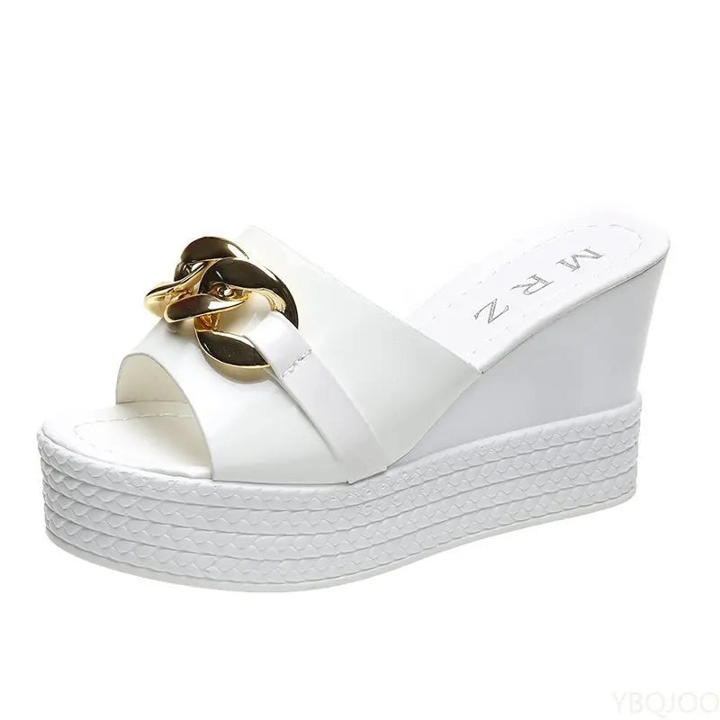 Chain High Heels Slippers Women Wedding Shoes