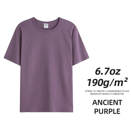 6.7oz 190gsm Combed Cotton Tees Tshirts Mens Solid Tops Woman Male