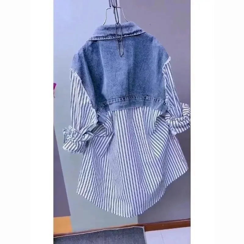 Striped Denim Jacket Women's