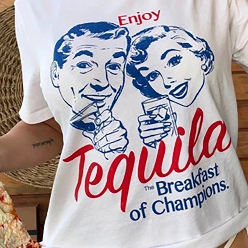 Hot Women T-Shirrts Enjoy Tequila Graphic Print Tees Women Hippie