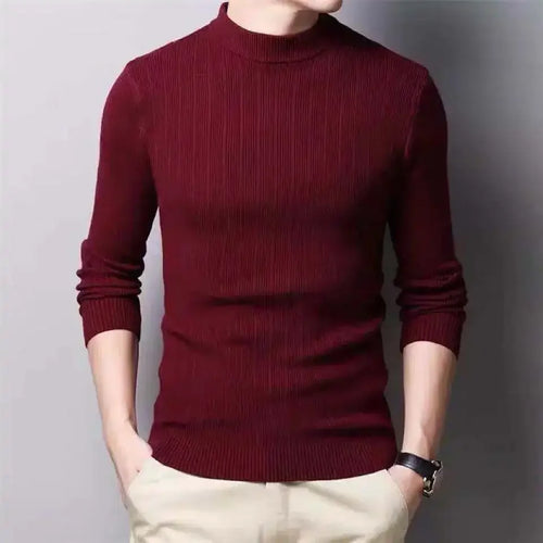 Korean Fashion Autumn Men Casual Vintage Style Sweater Wool Turtleneck