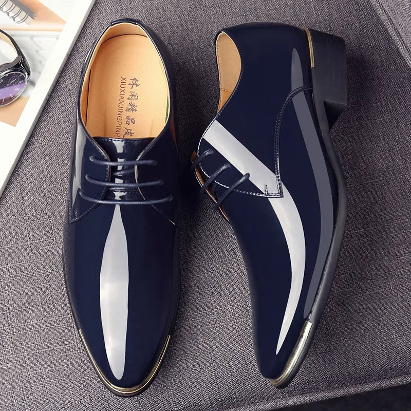 Men’s Patent Leather Shoes  British Style Men's Dress Shoes