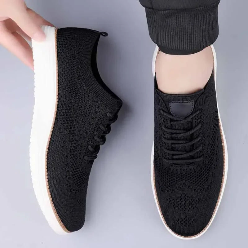 Men Breathable Mesh Shoes Hollow Knitted Casual Shoes