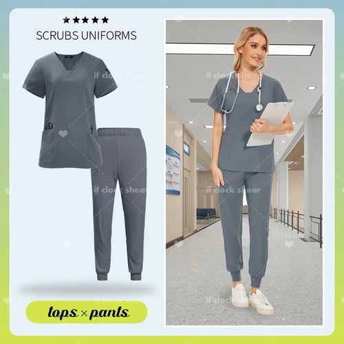 Surgical Uniforms Women Scrub Set Medical Nurse Uniforms Beauty Salon