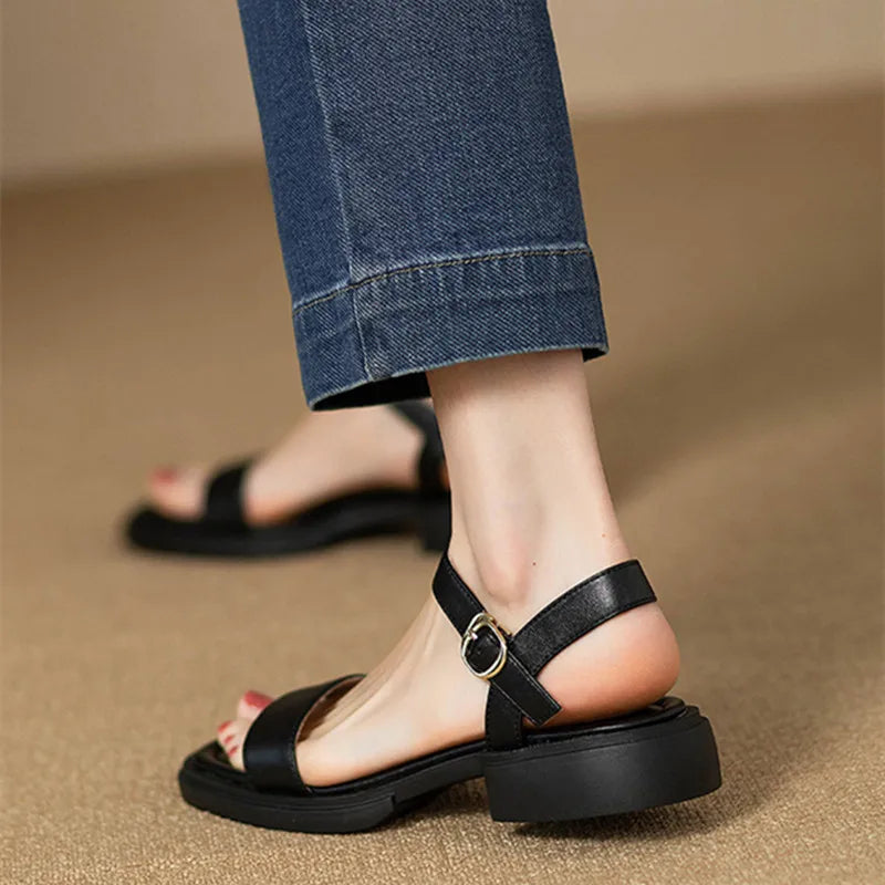 Fashion Sandals Women Low Heels Elegant Open Toe Slingback