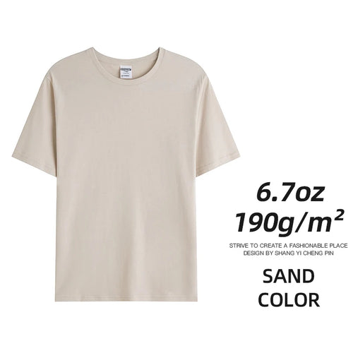 6.7oz 190gsm Combed Cotton Tees Tshirts Mens Solid Tops Woman Male