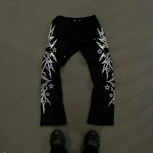 Y2k Pants Men Loose 3D Print Trousers Casual Sweatpants Mid Waist