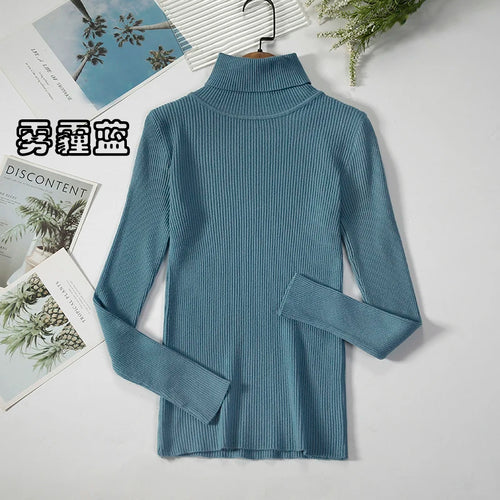 Simple Women Turtleneck Sweater Winter Fashion Pullover Elastic