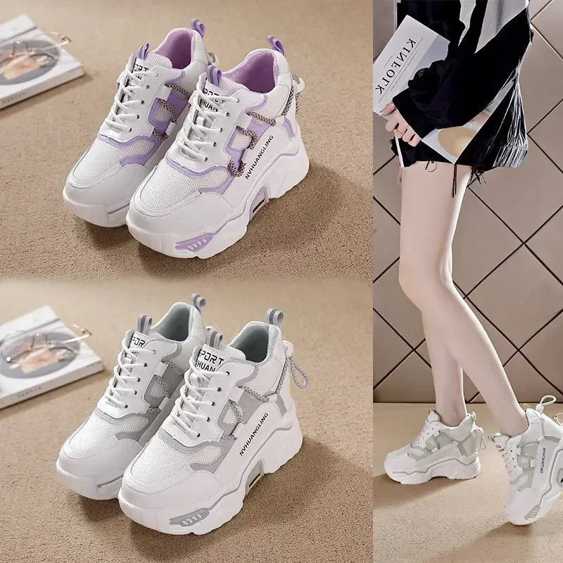 Sneakers Women Sports Shoes Platform Mesh Breathable Vulcanized Shoe