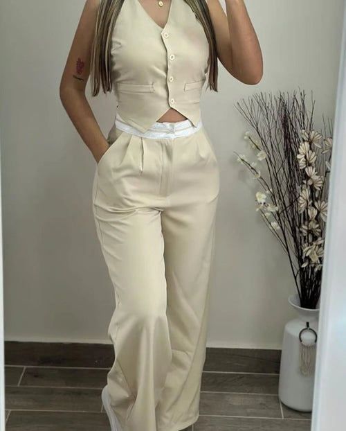 New Women's Two-Piece Summer Casual Sexy Elegant V-Neck Twist