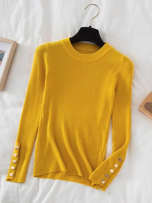 women thick sweater pullovers khaki casual autumn winter button