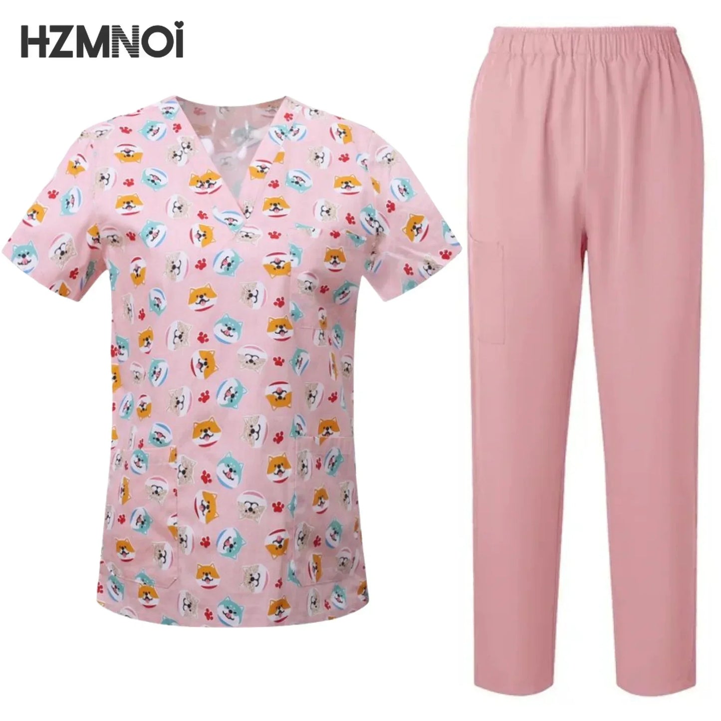 Surgical Uniforms Woman Printing Blouse Pockets Pants Medical Scrub