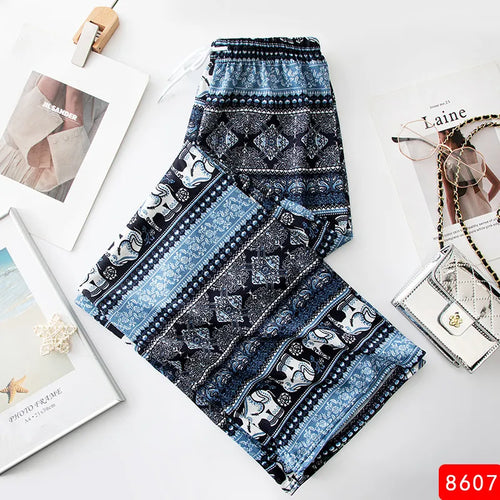 Women Wide Leg Pants High Waist Elephant Print Pant Summer Thin