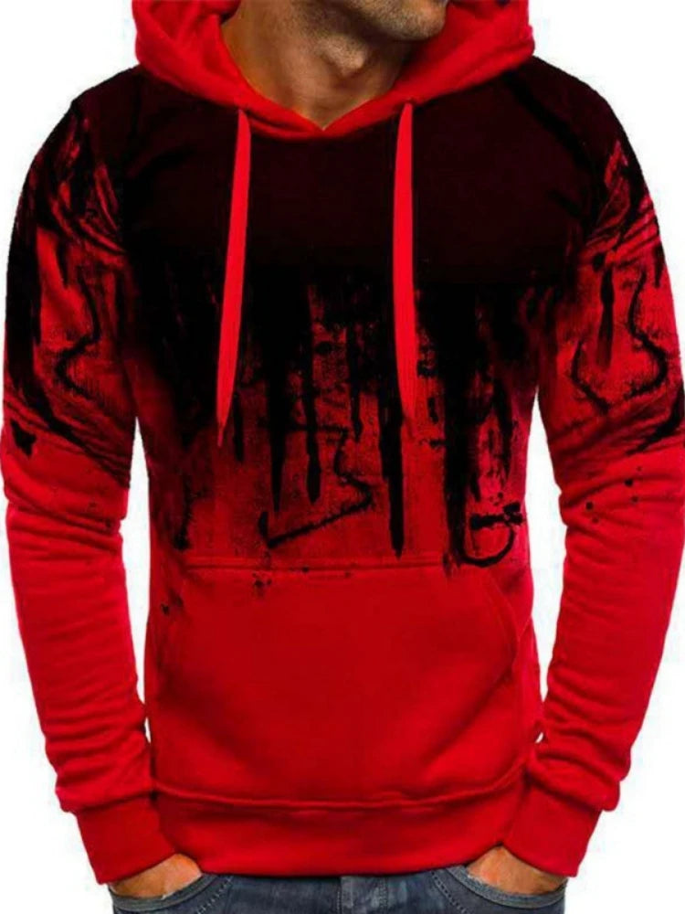 Gradient Print Men's Pullover Hooded Sweatshirt Spring Autumn Daily