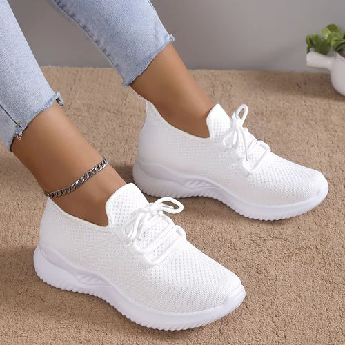 Women Sneakers Fashion Lace Up Mesh Breathable Outdoor Walking Small