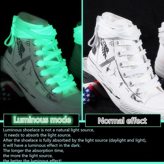 1 Pair Luminous Shoelaces Flat Sneakers Canvas Shoe Laces Glow In The