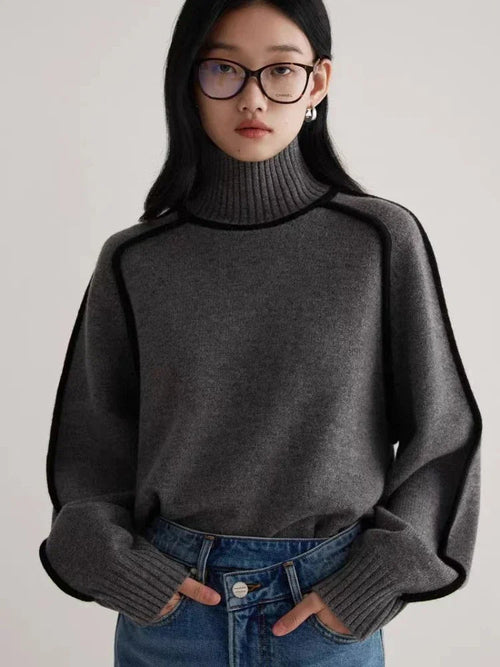 Modern Knit Sweater with Contrast Trim