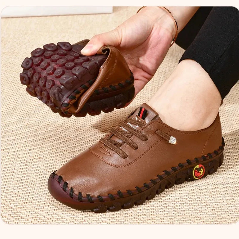 Sneakers for Women Leather Casual Vulcanized Female Shoe Soft