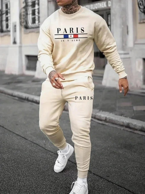 Men's Fashion Brand Clothing Sportswear Paris Long Sleeve + SweatPants