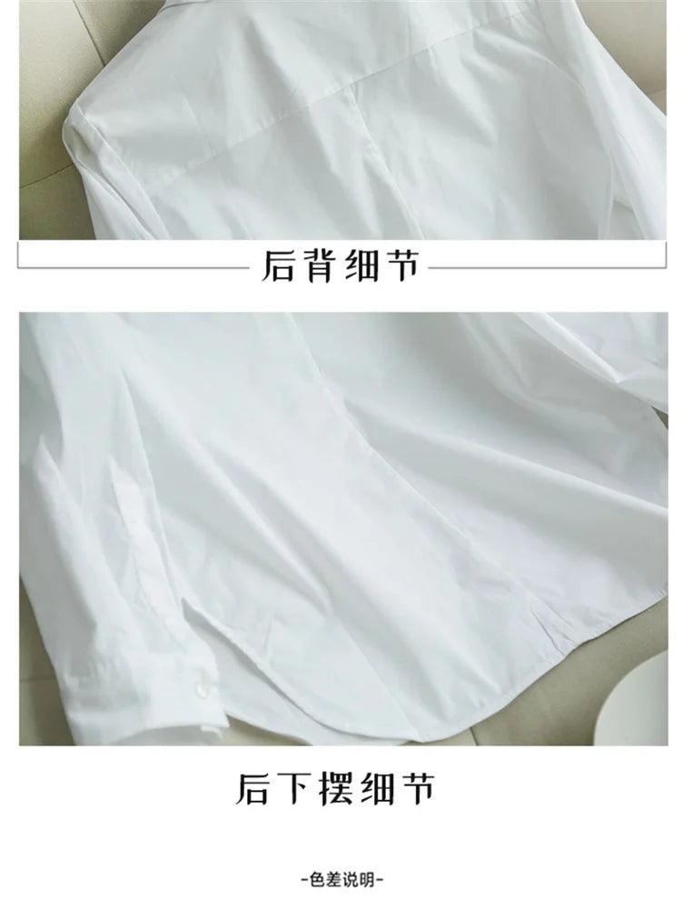 Spring and Summer Women's White Shirt Basic Korean Version Loose