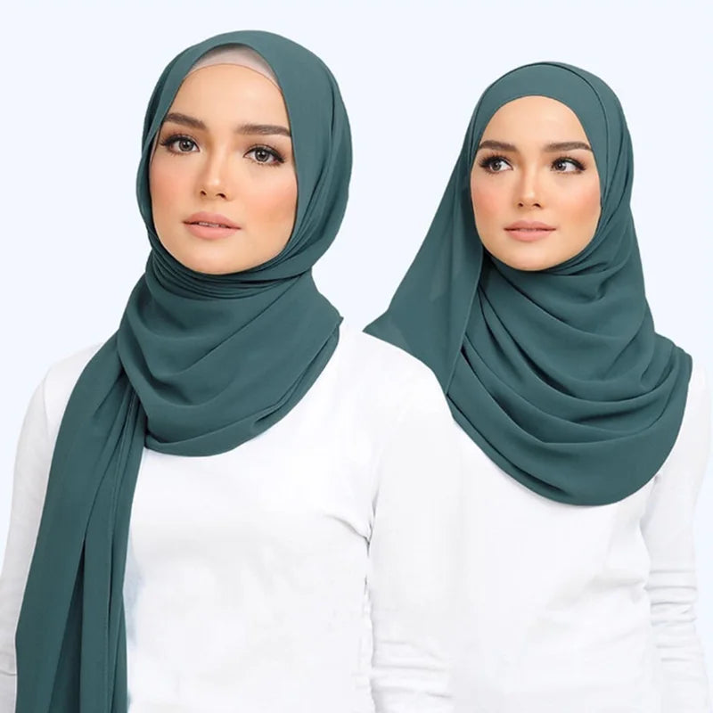 Muslim Chiffon Hijab Scarf Women Long Solid Color Head Wrap For Women