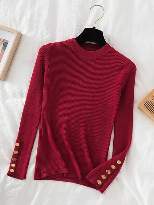 women thick sweater pullovers khaki casual autumn winter button