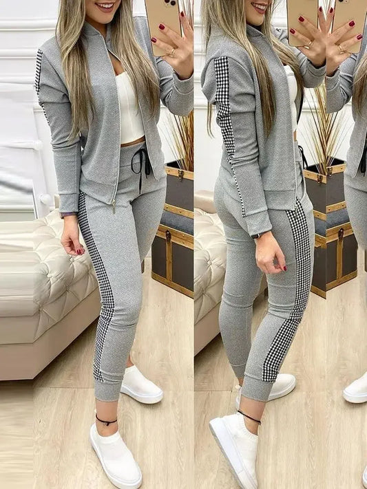 Women Two Piece Set Outfits Autumn Women's Tracksuit Zipper Top