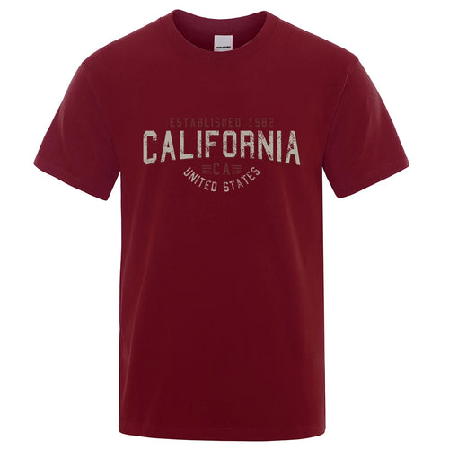 Established 1982 California United States T-Shirt Men Oversized Cotton