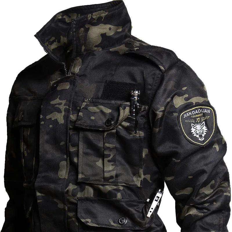 Military Wear-resistant Sets Men Camo Spring Autumn Multi-pocket Army