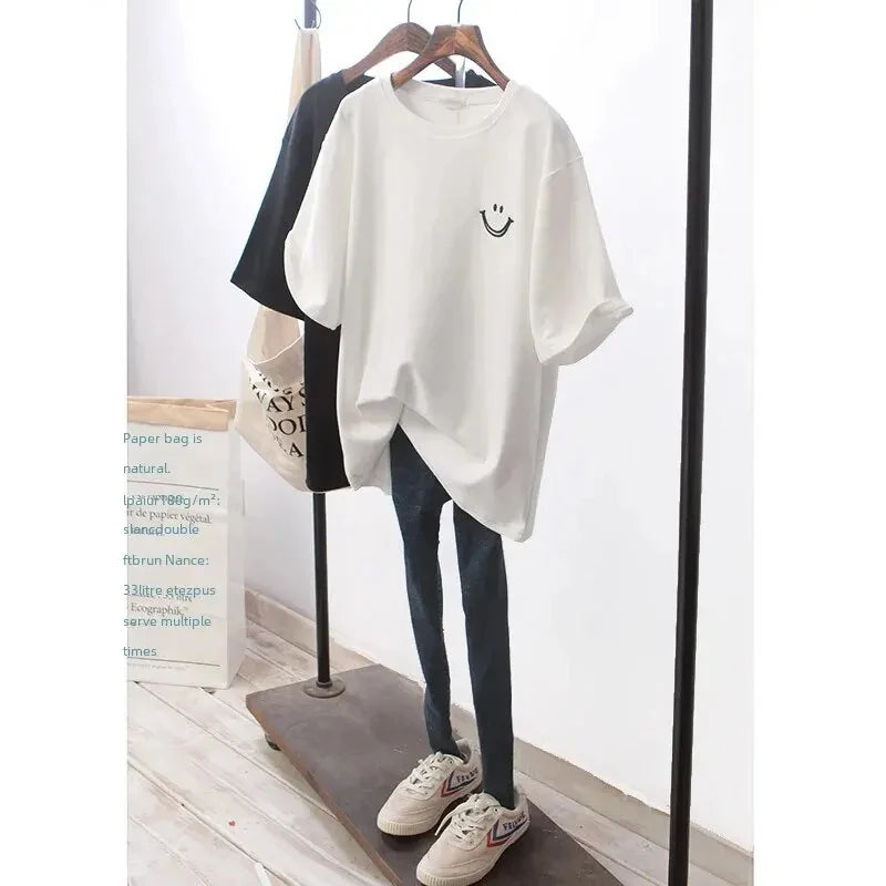 Summer New Round Neck Loose Casual T-shirt Women's Short-sleeved Fun