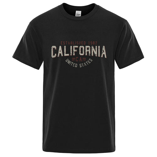 Established 1982 California United States T-Shirt Men Oversized Cotton