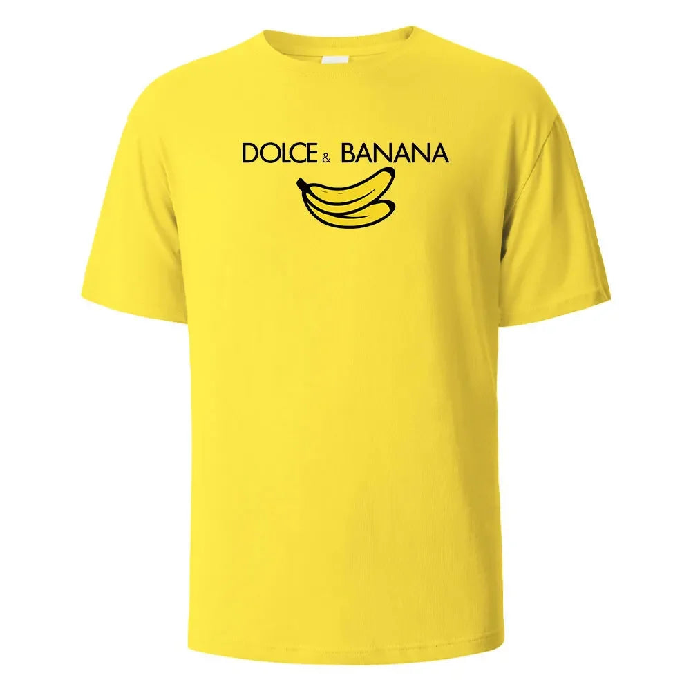 Banana Print T-Shirt 100% Cotton Summer Tees For Men Women Oversize