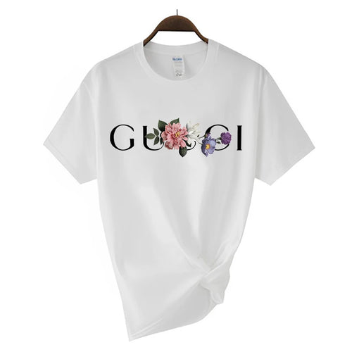 High Quality Women's Cotton T Shirt Letter Printed Daily Blouse Tops