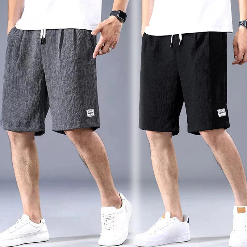 Lce Silk Shorts Men's Thin Sports Cropped Pants Loose Straight Leg