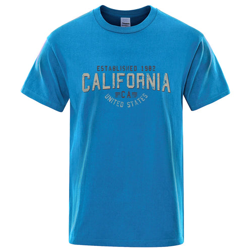 Established 1982 California United States T-Shirt Men Oversized Cotton