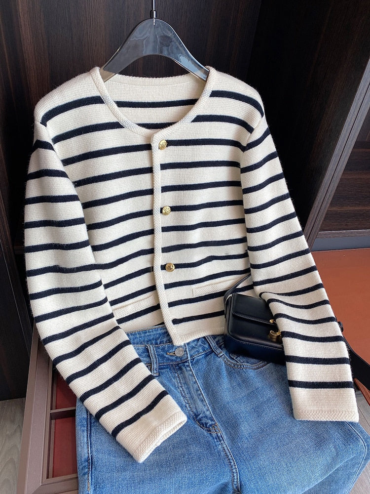 Stripe Cardigan Sweater Women | Spring Cardigan Stripes | Korean