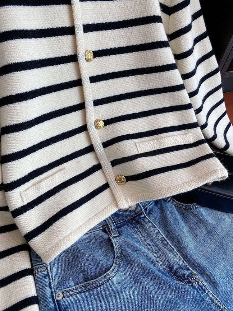 Stripe Cardigan Sweater Women | Spring Cardigan Stripes | Korean