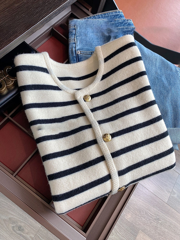 Stripe Cardigan Sweater Women | Spring Cardigan Stripes | Korean