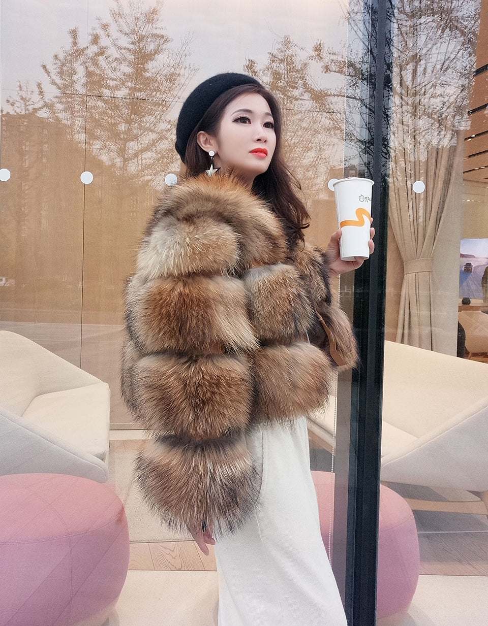 Women's Jacket Faux Fur Coat Winter Women Short Warm Thick Fox Fur