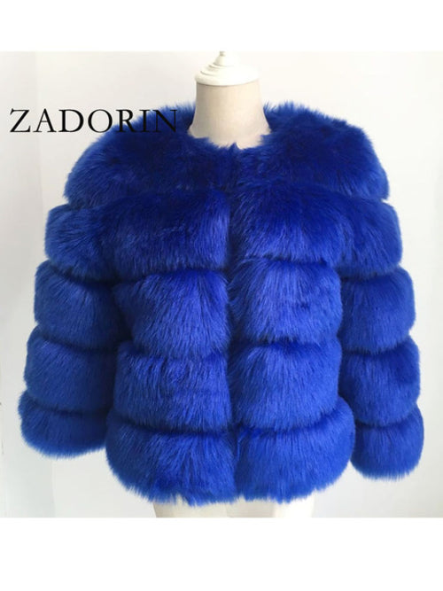 Zadorin S-3xl Mink Coats Women Autumn Winter Top Fashion Pink Faux Fur