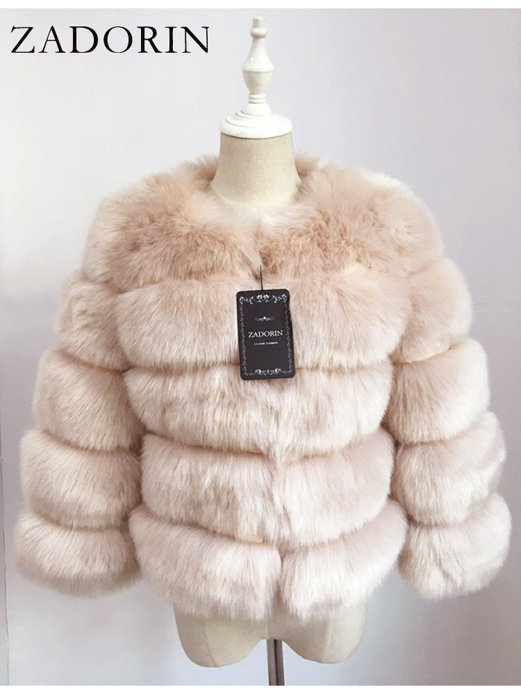 Zadorin S-3xl Mink Coats Women Autumn Winter Top Fashion Pink Faux Fur