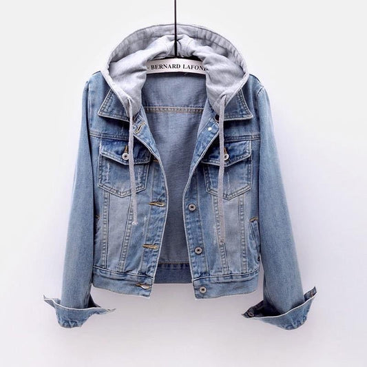 Casual Blue Plus Size Jean Ladies Hoodie Denim