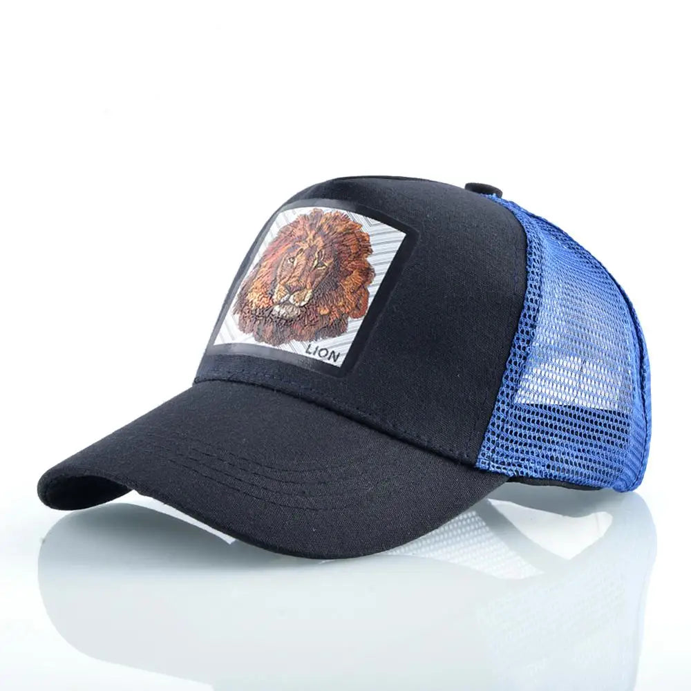 Breathable Mesh Baseball Cap Men Women Fashion Trucker Caps Snapback Hip Hop Baseball Hat With Lion Patck Streetwear Visor Hats