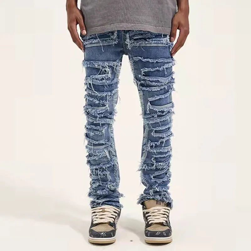 Retro Hole Ripped Distressed Jeans for Men