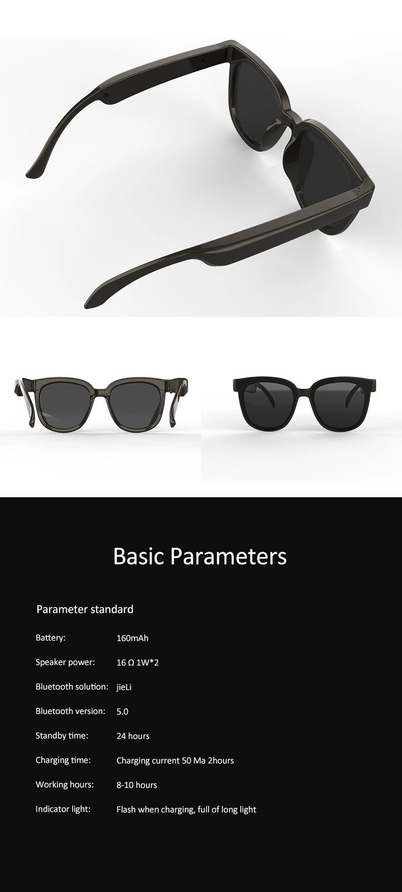 Dual Stereo Speakers Smart Glasses Sunglasses 2021 Bluetooth Glasses Wireless