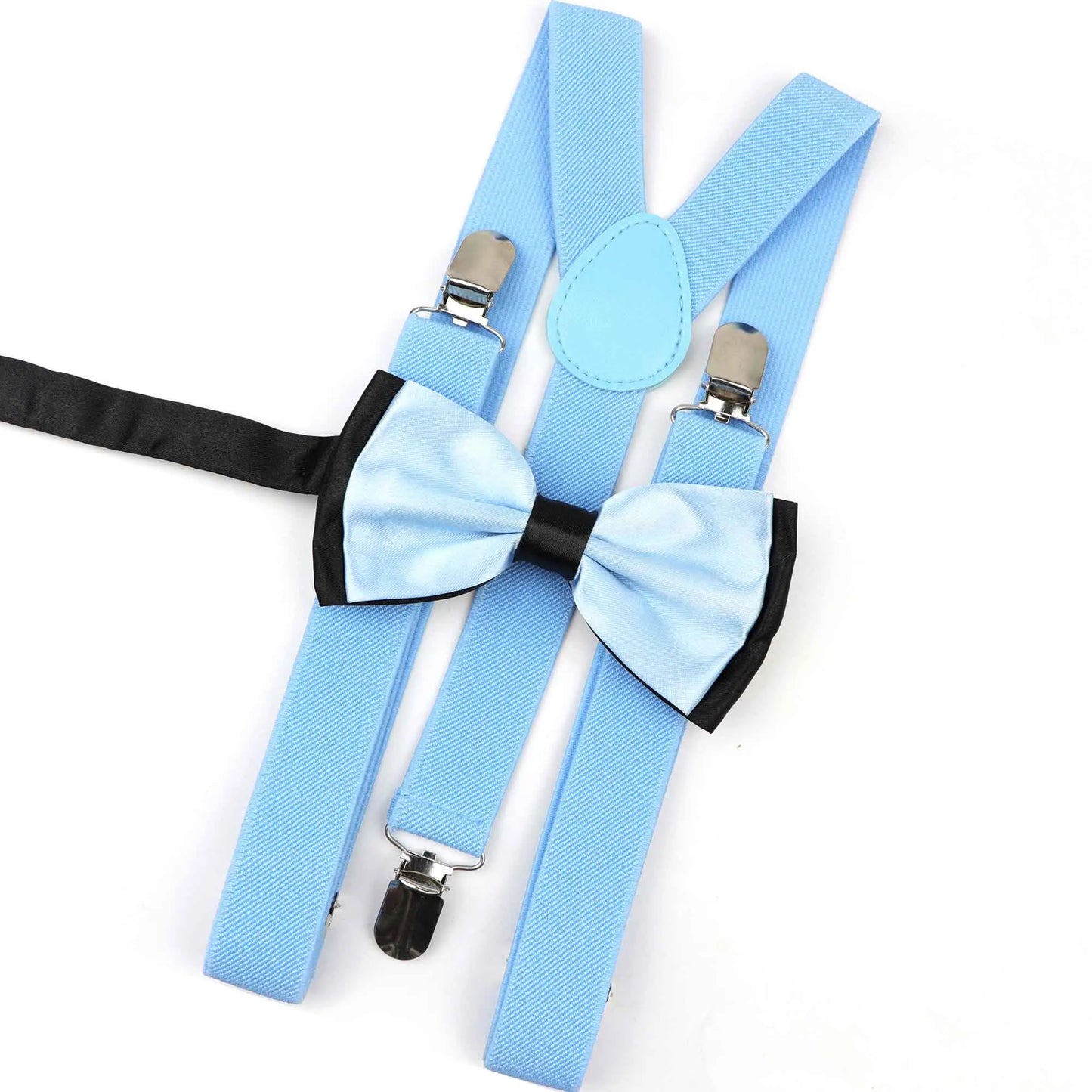 Solid Color Man's Belt Bowtie Set Men Women Suspenders Polyester Y-Back Braces Two Colors Bow Tie Adjustable Elastic