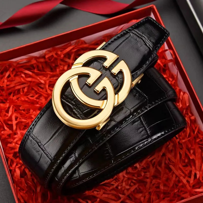 Custom Metal Buckle Gg Genuine Leather Belt for Men Big Designer Brand  G Classic Design Black Belt