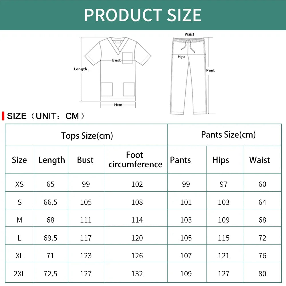 Scrubs Set for Women Pet Hospital Uniform Set Scrub Suits Solid Color Unisex Surgical Gown Pocket V-Neck Joggers Wholesale Price