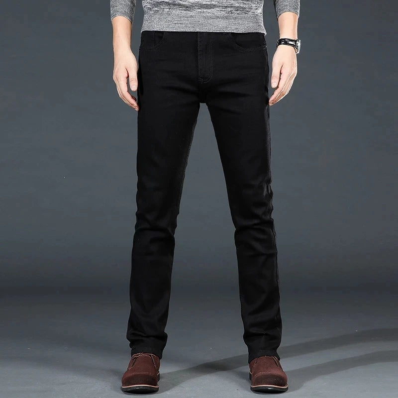 Men's Classic Black Jeans Elastic Slim Fit Denim Jean